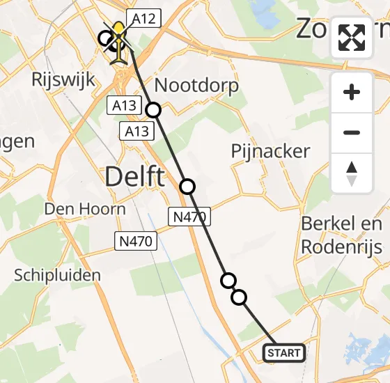 Vlucht Traumahelikopter PH-MAA van Rotterdam The Hague Airport naar Den Haag op zondag 22 september 2024 15:20