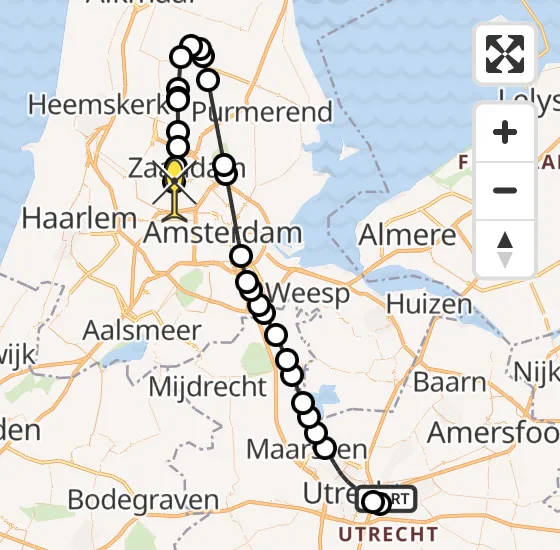 Vlucht Traumahelikopter PH-LLN van Universitair Medisch Centrum Utrecht naar Amsterdam Heliport op zondag 22 september 2024 15:33