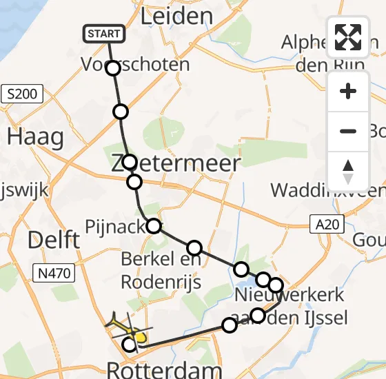 Vlucht Traumahelikopter PH-MAA van Wassenaar naar Rotterdam The Hague Airport op zondag 22 september 2024 17:11