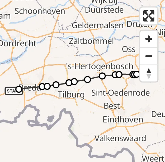 Vlucht Traumahelikopter PH-DOC van Etten-Leur naar Vliegbasis Volkel op zondag 22 september 2024 17:47