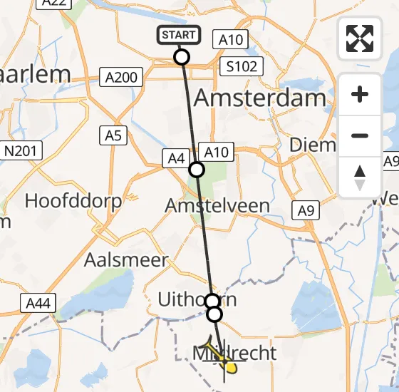 Vlucht Traumahelikopter PH-LLN van Amsterdam Heliport naar Mijdrecht op zondag 22 september 2024 19:48