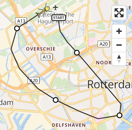 Vlucht Traumahelikopter PH-MAA van Rotterdam The Hague Airport naar Rotterdam The Hague Airport op zondag 22 september 2024 19:55