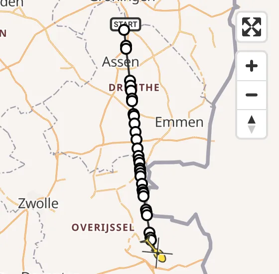 Vlucht Traumahelikopter PH-TTR van Groningen Airport Eelde naar Albergen op zondag 22 september 2024 21:01