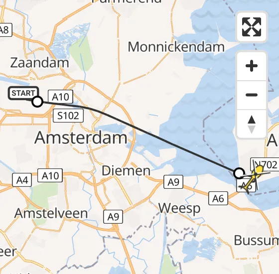 Vlucht Traumahelikopter PH-LLN van Amsterdam Heliport naar Almere op zondag 22 september 2024 21:43