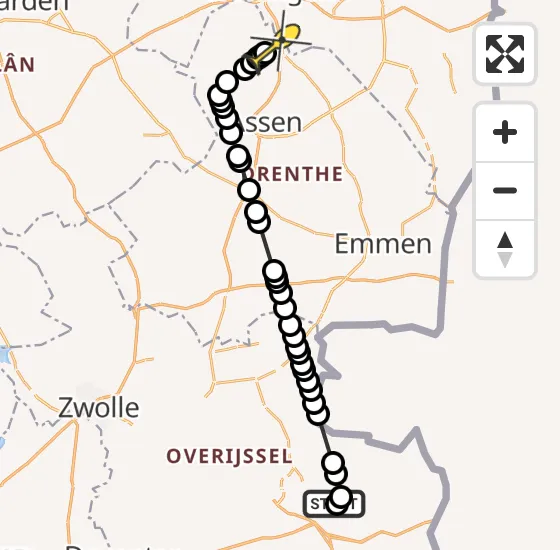 Vlucht Traumahelikopter PH-TTR van Albergen naar Groningen Airport Eelde op zondag 22 september 2024 21:44