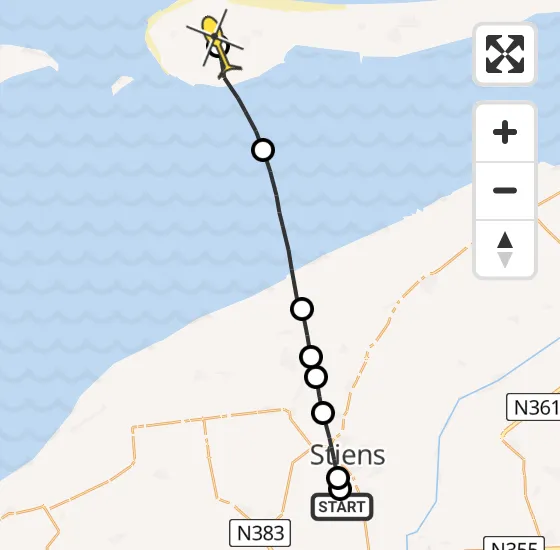 Vlucht Ambulancehelikopter PH-OOP van Vliegbasis Leeuwarden naar Ameland Airport Ballum op zondag 22 september 2024 22:06