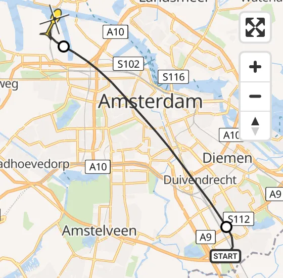 Vlucht Traumahelikopter PH-LLN van Academisch Medisch Centrum (AMC) naar Amsterdam Heliport op zondag 22 september 2024 22:28