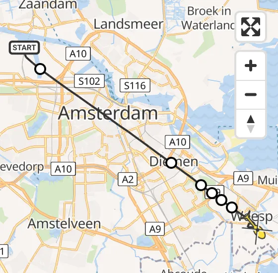 Vlucht Traumahelikopter PH-LLN van Amsterdam Heliport naar Weesp op maandag 23 september 2024 7:40