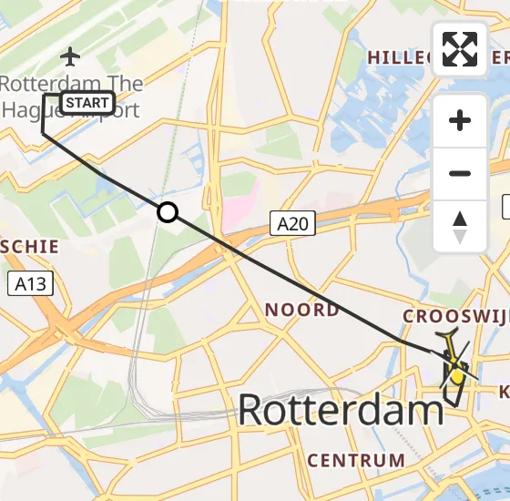 Vlucht Traumahelikopter PH-MAA van Rotterdam The Hague Airport naar Rotterdam op maandag 23 september 2024 10:48