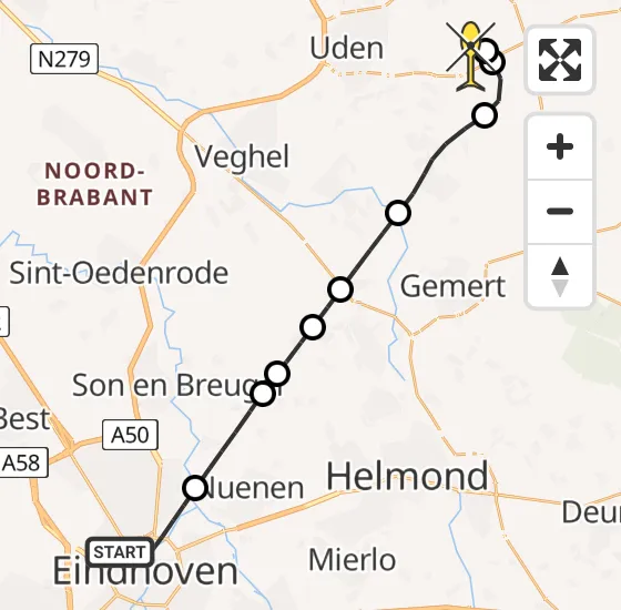 Vlucht Traumahelikopter PH-DOC van Eindhoven naar Vliegbasis Volkel op maandag 23 september 2024 11:37