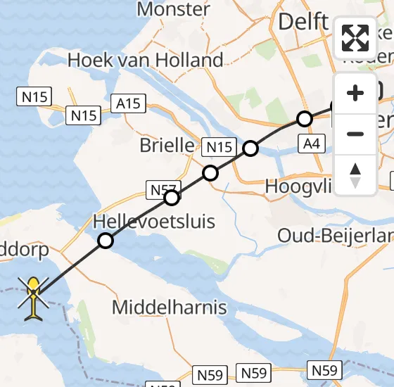 Vlucht Traumahelikopter PH-MAA van Rotterdam The Hague Airport naar Brouwershaven op maandag 23 september 2024 13:01