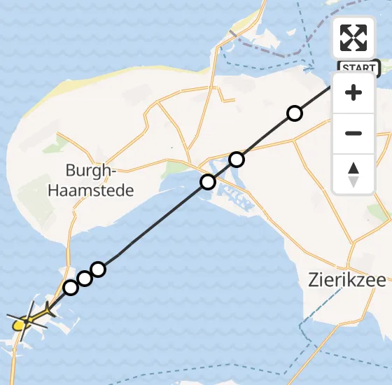 Vlucht Traumahelikopter PH-MAA van Brouwershaven naar Vrouwenpolder op maandag 23 september 2024 13:16