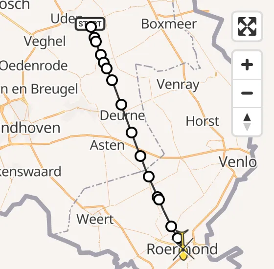 Vlucht Traumahelikopter PH-DOC van Vliegbasis Volkel naar Roermond op maandag 23 september 2024 13:37