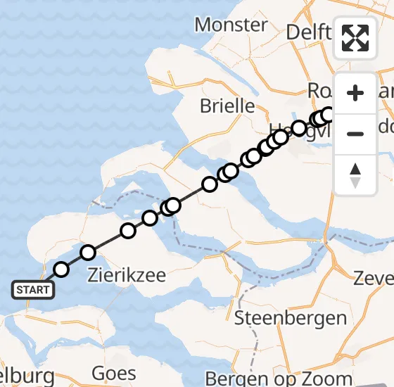 Vlucht Traumahelikopter PH-MAA van Vrouwenpolder naar Erasmus MC op maandag 23 september 2024 13:51