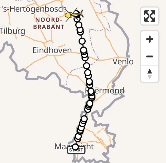 Vlucht Traumahelikopter PH-DOC van Maastricht UMC+ naar Vliegbasis Volkel op maandag 23 september 2024 14:57