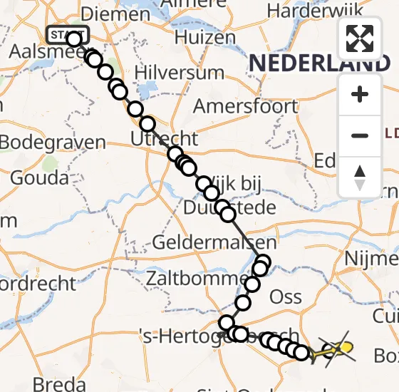 Vlucht Politiehelikopter PH-PXE van Aalsmeer naar Vliegbasis Volkel op maandag 23 september 2024 14:58