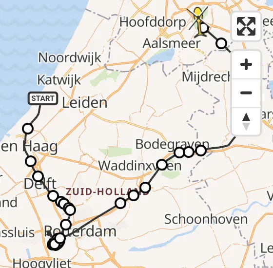 Vlucht Politiehelikopter PH-PXA van Wassenaar naar Amstelveen op maandag 23 september 2024 15:33