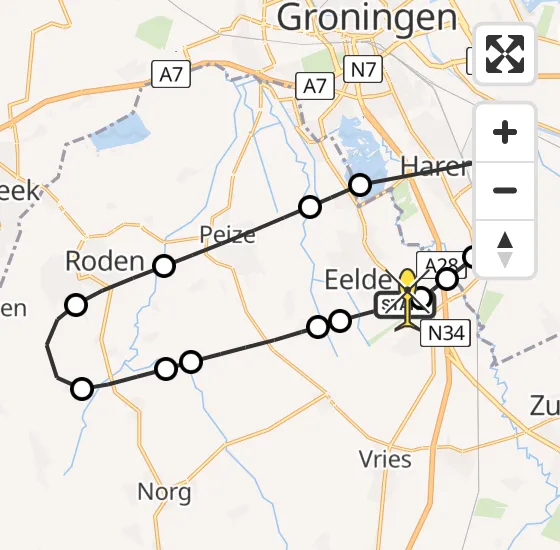 Vlucht Traumahelikopter PH-TTR van Groningen Airport Eelde naar Groningen Airport Eelde op maandag 23 september 2024 16:11