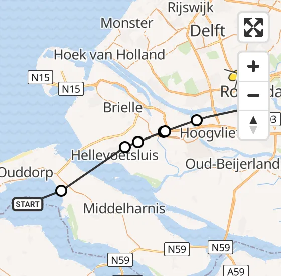 Vlucht Traumahelikopter PH-MAA van Brouwershaven naar Rotterdam The Hague Airport op maandag 23 september 2024 16:45