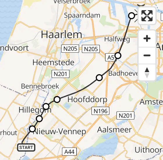 Vlucht Traumahelikopter PH-LLN van Lisse naar Amsterdam Heliport op maandag 23 september 2024 17:34