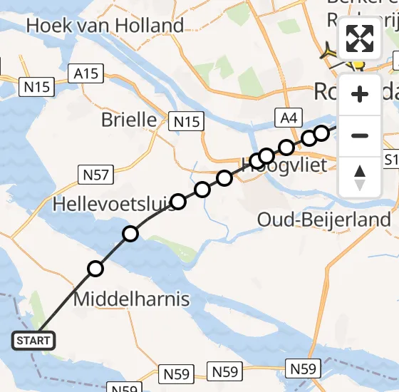 Vlucht Traumahelikopter PH-MAA van Dirksland naar Rotterdam The Hague Airport op maandag 23 september 2024 17:46