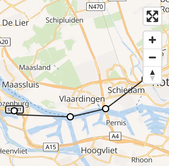 Vlucht Traumahelikopter PH-MAA van Rozenburg naar Rotterdam The Hague Airport op maandag 23 september 2024 19:08