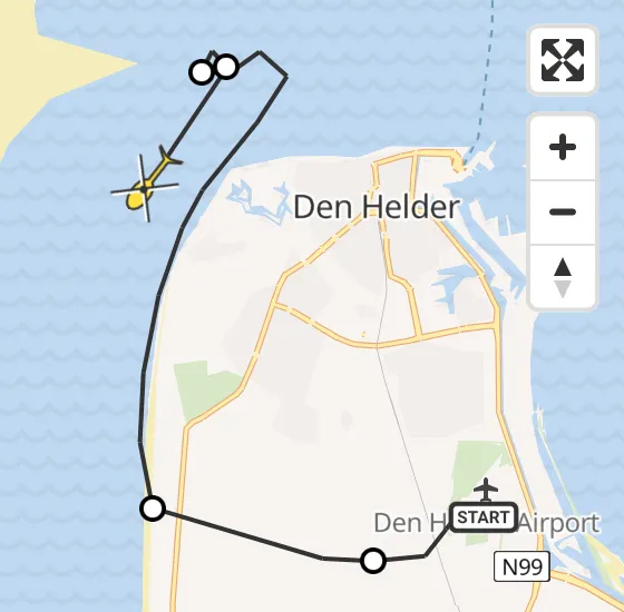 Vlucht Kustwachthelikopter PH-SAR van Vliegveld De Kooy naar Den Helder op maandag 23 september 2024 19:43