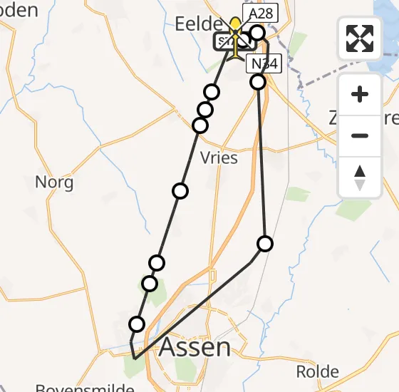 Vlucht Traumahelikopter PH-TTR van Groningen Airport Eelde naar Groningen Airport Eelde op maandag 23 september 2024 19:46