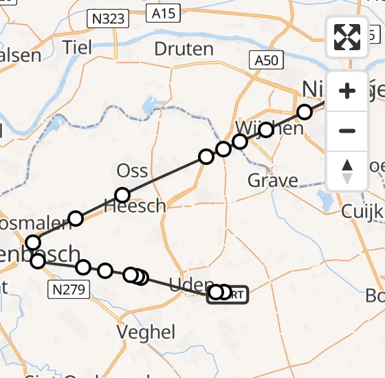 Vlucht Politiehelikopter PH-PXE van Vliegbasis Volkel naar Nijmegen op maandag 23 september 2024 20:02