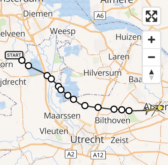 Vlucht Politiehelikopter PH-PXA van Ouderkerk aan de Amstel naar Amersfoort op maandag 23 september 2024 20:06