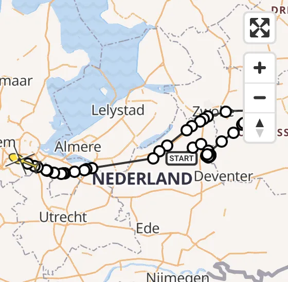 Vlucht Politiehelikopter PH-PXA van Emst naar Amstelveen op maandag 23 september 2024 20:30