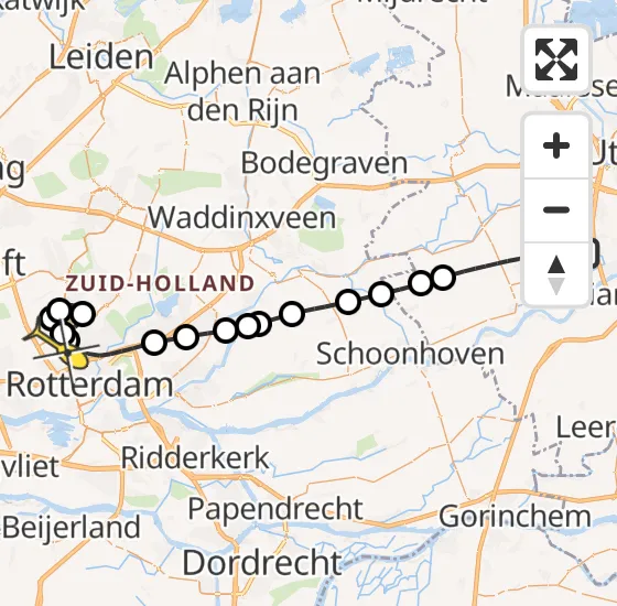 Vlucht Traumahelikopter PH-MAA van IJsselstein naar Rotterdam The Hague Airport op maandag 23 september 2024 20:41