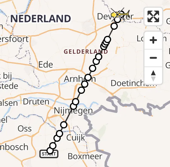 Vlucht Traumahelikopter PH-DOC van Vliegbasis Volkel naar Deventer op maandag 23 september 2024 21:12