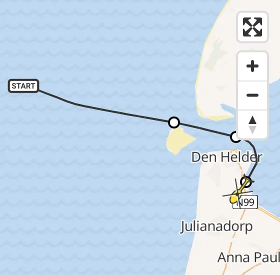 Vlucht Kustwachthelikopter PH-SAR van  naar Vliegveld De Kooy op maandag 23 september 2024 21:18