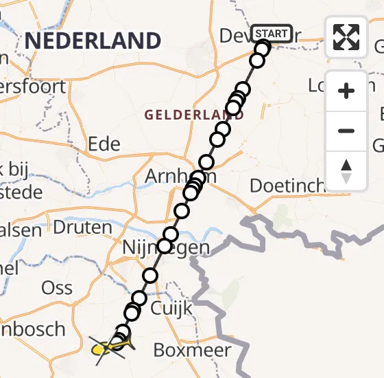 Vlucht Traumahelikopter PH-DOC van Deventer naar Vliegbasis Volkel op maandag 23 september 2024 21:43