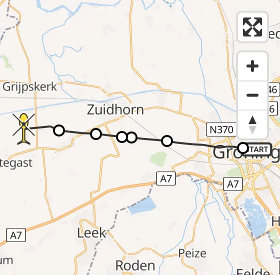 Vlucht Ambulancehelikopter PH-OOP van Universitair Medisch Centrum Groningen naar Sebaldeburen op dinsdag 24 september 2024 4:00