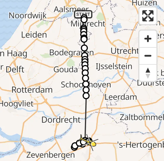 Vlucht Politiehelikopter PH-PXA van Uithoorn naar Geertruidenberg op dinsdag 24 september 2024 7:39