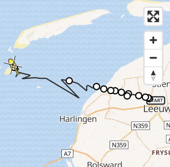 Vlucht Ambulancehelikopter PH-OOP van Marsum naar Vlieland op dinsdag 24 september 2024 10:27