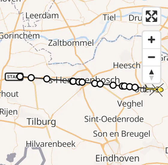 Vlucht Politiehelikopter PH-PXA van Waspik naar Uden op dinsdag 24 september 2024 10:32