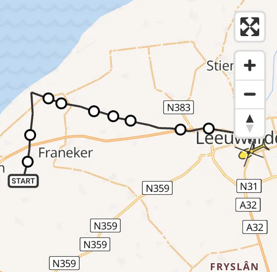 Vlucht Ambulancehelikopter PH-OOP van Harlingen naar Leeuwarden op dinsdag 24 september 2024 11:14