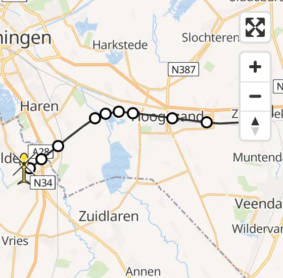 Vlucht Traumahelikopter PH-TTR van Zuidbroek naar Groningen Airport Eelde op dinsdag 24 september 2024 11:50