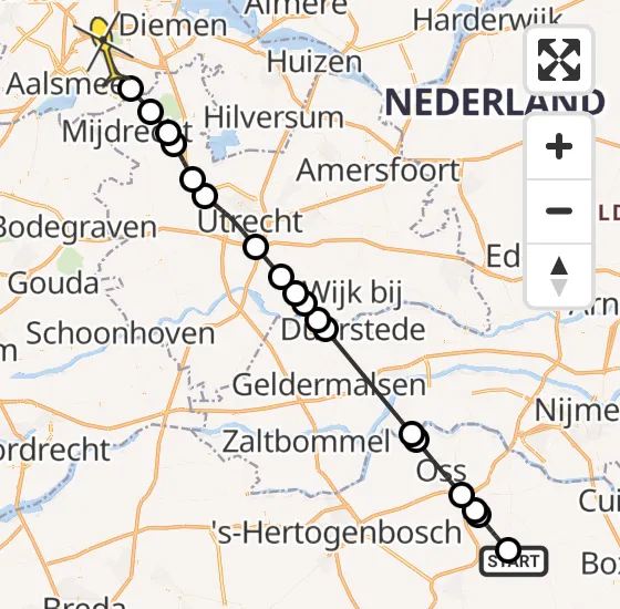 Vlucht Politiehelikopter PH-PXA van Vliegbasis Volkel naar Amstelveen op dinsdag 24 september 2024 11:50