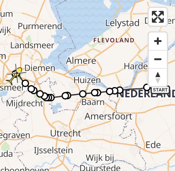 Vlucht Politiehelikopter PH-PXX van Ermelo naar Schiphol op dinsdag 24 september 2024 14:22