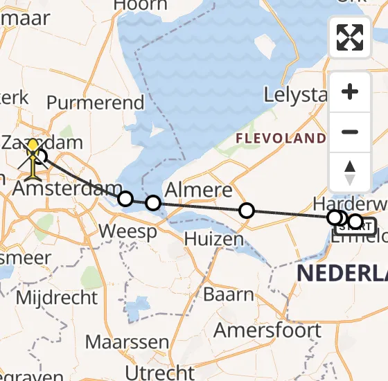 Vlucht Traumahelikopter PH-LLN van Ermelo naar Amsterdam Heliport op dinsdag 24 september 2024 14:33