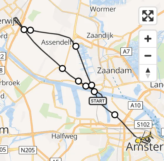 Vlucht Traumahelikopter PH-LLN van Amsterdam Heliport naar Amsterdam op dinsdag 24 september 2024 16:17