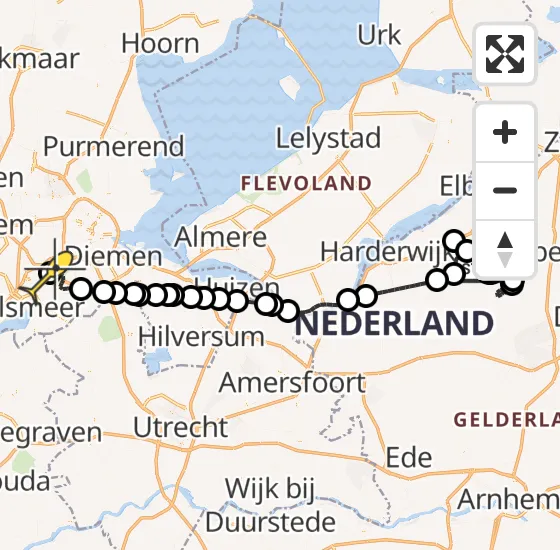 Vlucht Politiehelikopter PH-PXX van Vierhouten naar Schiphol op dinsdag 24 september 2024 16:48