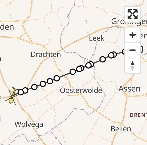 Vlucht Traumahelikopter PH-TTR van Groningen Airport Eelde naar Heerenveen op dinsdag 24 september 2024 17:08