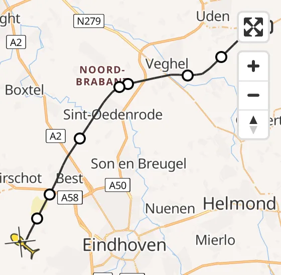 Vlucht Traumahelikopter PH-DOC van Vliegbasis Volkel naar Wintelre op dinsdag 24 september 2024 17:32