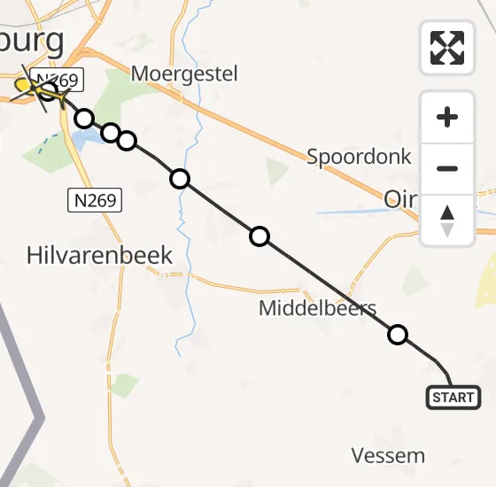 Vlucht Traumahelikopter PH-DOC van Wintelre naar Tilburg op dinsdag 24 september 2024 18:03