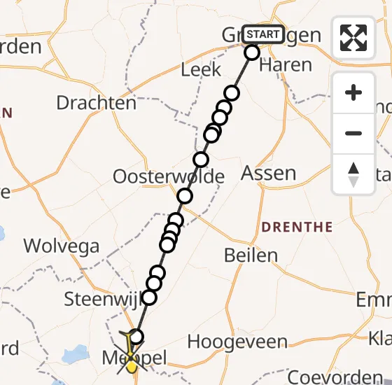 Vlucht Traumahelikopter PH-TTR van Groningen naar Meppel op dinsdag 24 september 2024 18:59